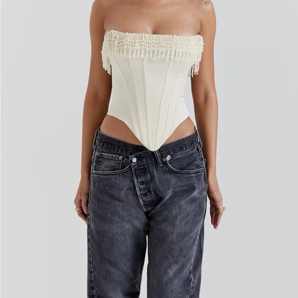 House of CB Tops - Elegant Cream Strapless Corset Top